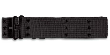 Cinturon militar negro hebilla metal gancho. Ref.33115